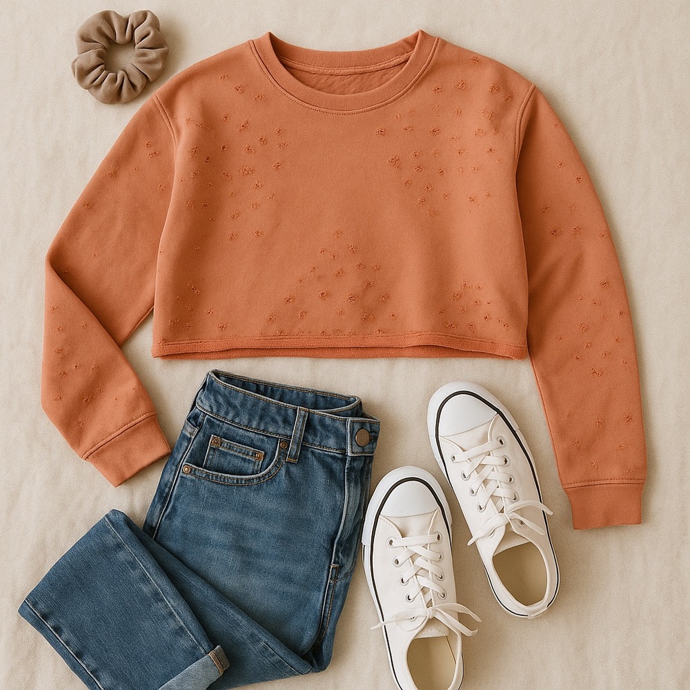 Cropped Terracotta Sweatshirt (No Tag, Fits Small)